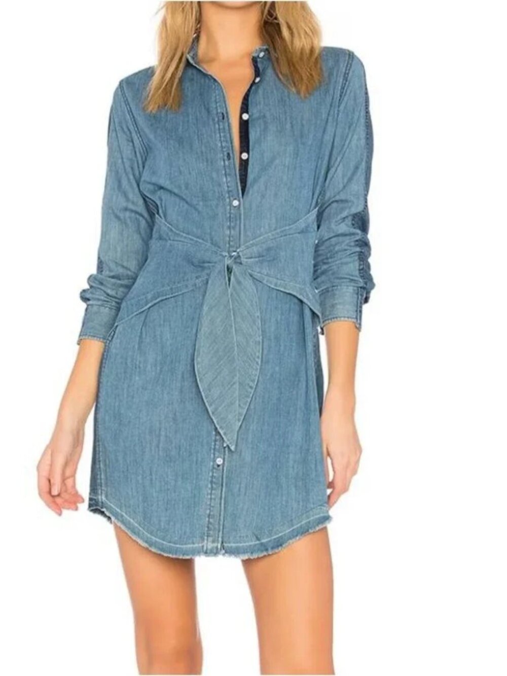 Women Rag & Bone Sadie Indigo Blue (Item-318) Cotton Silk Destroy Shirt Dress S